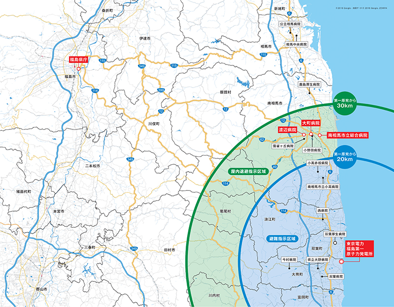 福島第一原発圏内の退避地域
